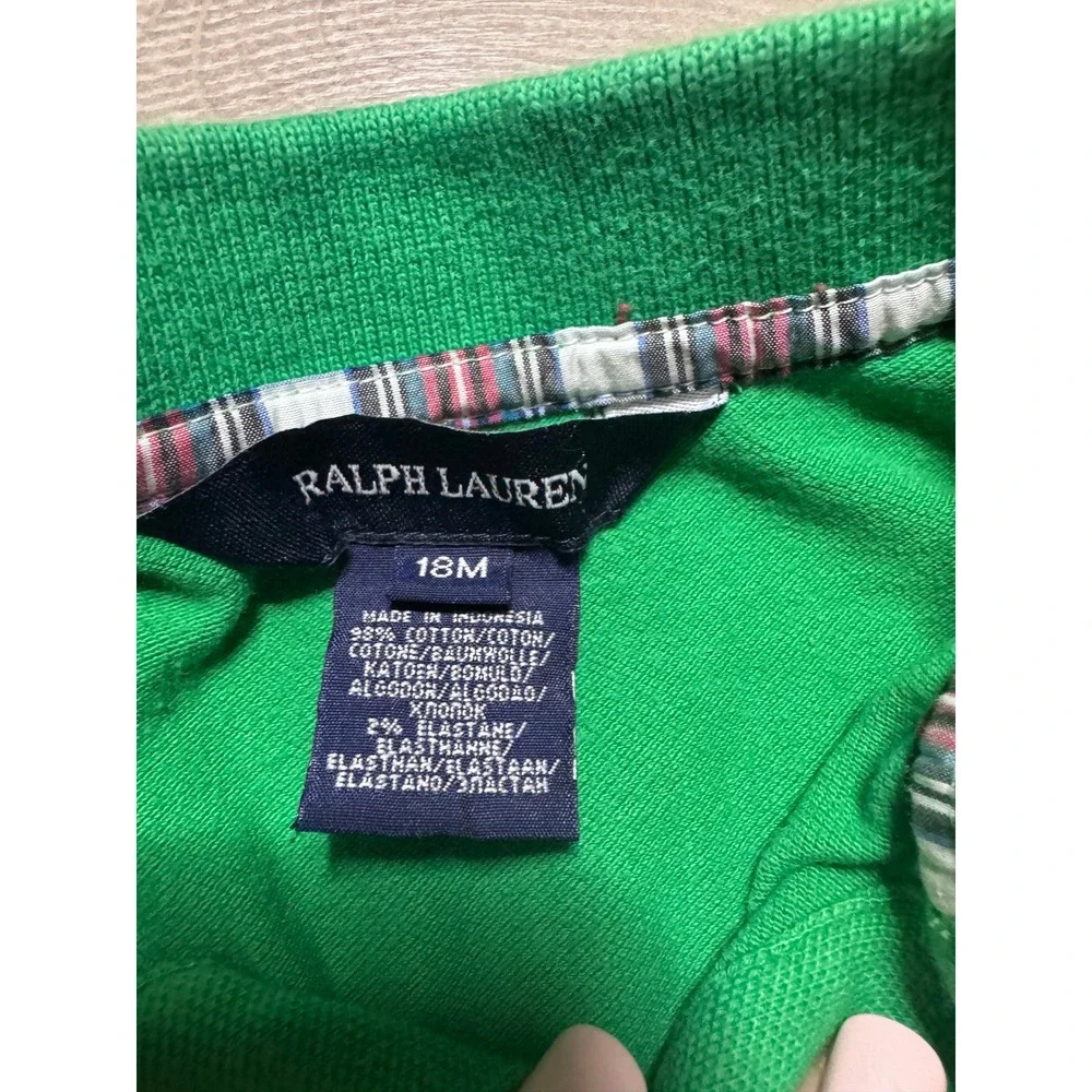Ralph Lauren Toddler Kids Green Long Sleeve Polo Shirt Embroidered Pony 18 Month